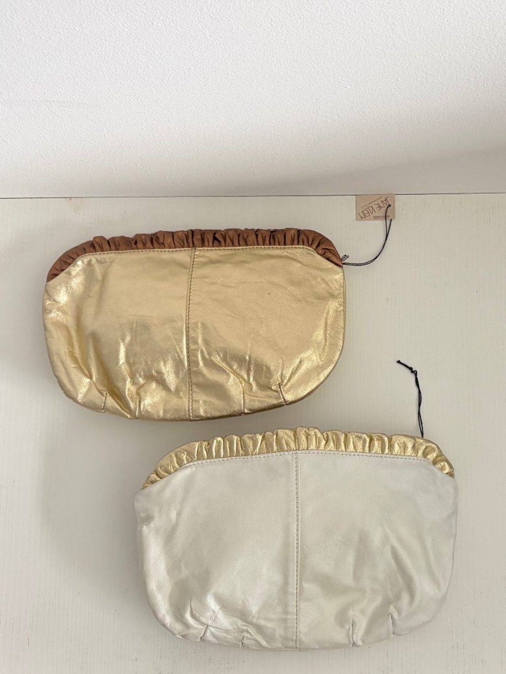 NEW Jane Klein Large Leather Zipper Pouches (Set of 2)